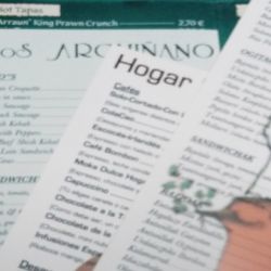 Cartas de Menu en Poliester